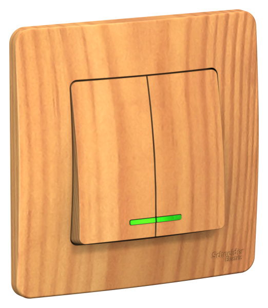 Купить Systeme Electric Blanca внутр Ясень Выключатель 2-клавишный с подсветкой, 10А, 250B