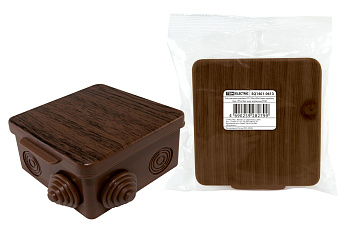TDM Распаячная коробка ОП 100х100х55мм, крышка, "ЭКО" (венге), IP54, 8вх. инд. штрихкод SQ1401-0613