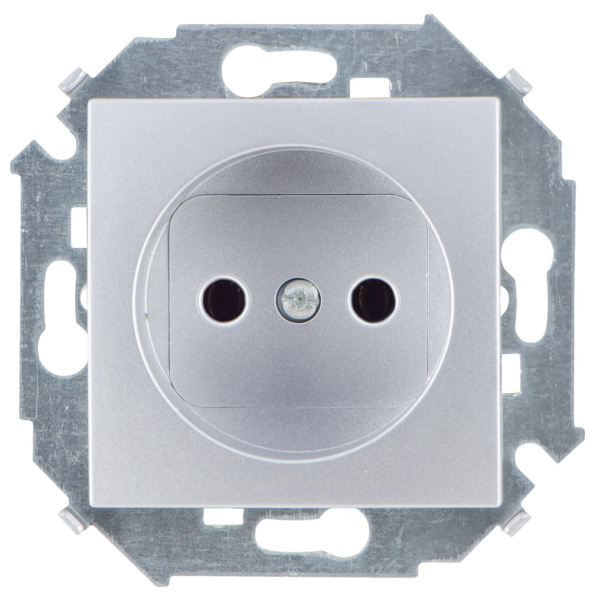 Simon 15 Алюминий Розетка б/з, 16А, 250В, винт.зажим 1591431-033