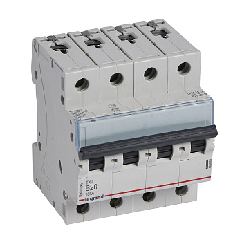 Legrand TX3 Автоматический выключатель 4P 20A (B) 6000/10kA 403903