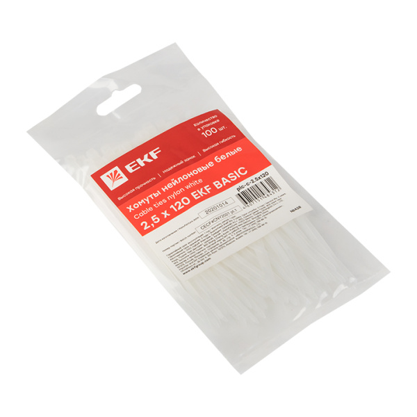 Купить EKF Basic Хомут нейлоновый (2,5х120) (100шт.)