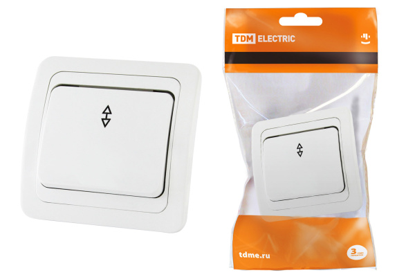 TDM Переключатель на 2 направления 1-кл. 10А белый "Валдай" SQ1804-0003