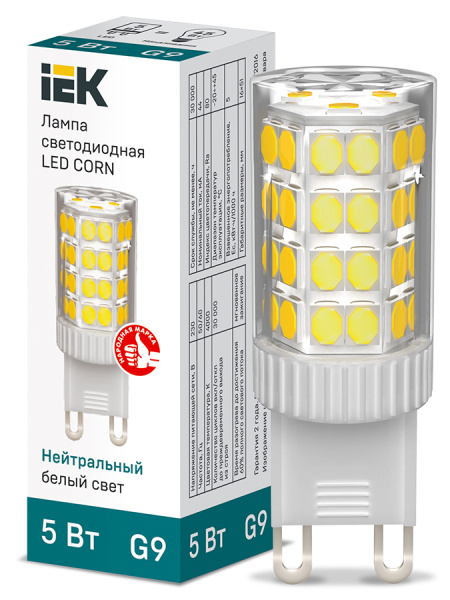 IEK Лампа LED CORN капсула 5Вт 230В 4000К керамика G9