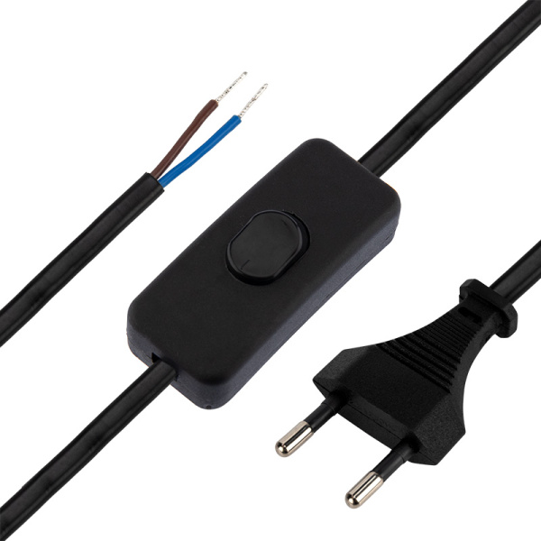 Сетевой шнур с выключателем 2х0,75 мм², 1,8 м черный Rexant 11-1134