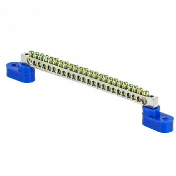 EKF PROxima Шина "0" N (6x9мм) 24 отв. цинк 2 синих угловых изолятора