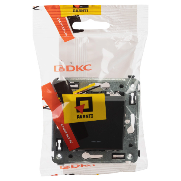 Купить DKC Инвертор одноклавишный в стену, "Avanti", "Черный матовый"