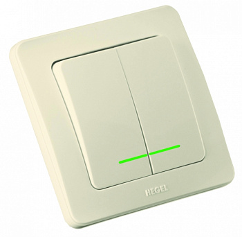 Hegel Мастер внутр Слоновая кость ВС16-352-01 Выключатель 2-клавишный, с индикацией