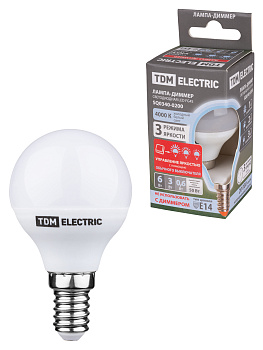 TDM Лампа светодиодная FG45-6 Вт-230 В-4000 К–E14 "Лампа-ДИММЕР" SQ0340-0200