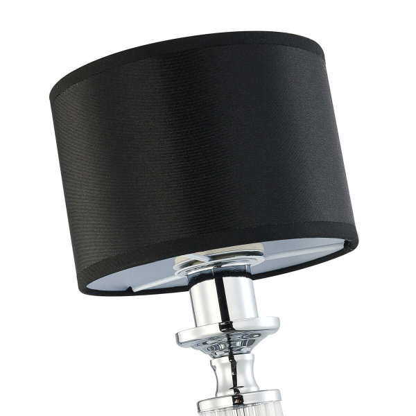 Купить Favourite 2674-1W настенный светильник Каркас цвета хром, плафон из серой ткани, декоративные элементы из прозрачного стекла, управление с помощью дим