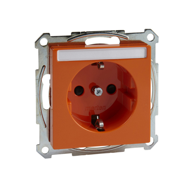 Купить SE Merten SM Оранжевая Розетка Schuko с полем для надписи, защитными шторками, безвинт. зажим (MTN2302-0302)