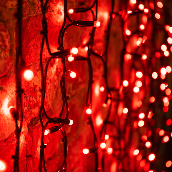 NEON-NIGHT Гирлянда "Светодиодный Дождь" 2х1,5м, постоянное свечение, черный провод "КАУЧУК", 230 В, диоды КРАСНЫЕ, 360 LED 237-122