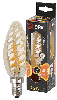 ЭРА F-LED BTW-7W-827-E14 gold (филамент, свеча витая золот., 7Вт, тепл, E14) Б0027966