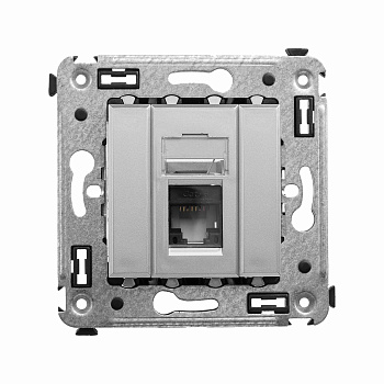 DKC Компьютерная розетка RJ-45 в стену, кат.6 одинарная,"Avanti", "Закаленная сталь"