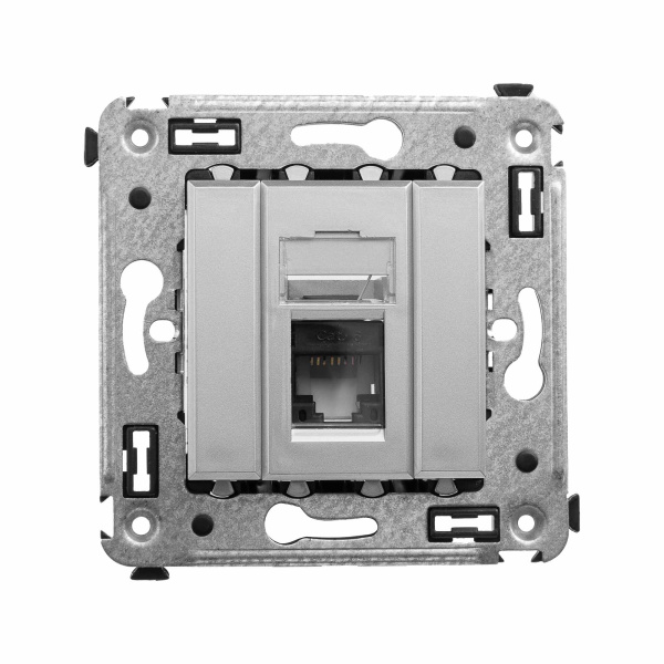 DKC Компьютерная розетка RJ-45 в стену, кат.6 одинарная,"Avanti", "Закаленная сталь"