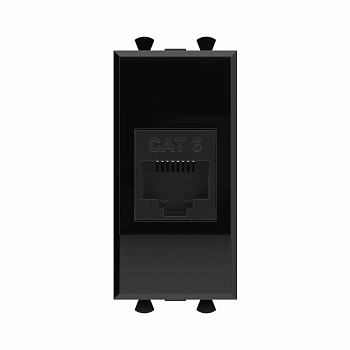 DKC Компьютерная розетка RJ-45 без шторки модульная, кат.6, "Avanti", "Черный квадрат", 1 модуль