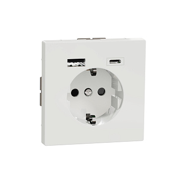 SE MERTEN D-Life Белый Лотос Розетка силовая 16 A с зарядкой USB A+C 3 A MTN2367-6035