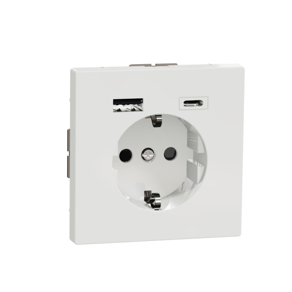 SE MERTEN D-Life Белый Лотос Розетка силовая 16 A с зарядкой USB A+C 3 A MTN2367-6035