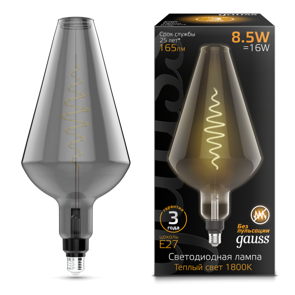 Купить Gauss Лампа Filament Vase 8.5W 165lm 1800К Е27 gray flexible LED 180802005