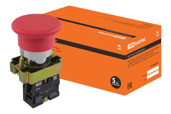 TDM Кнопка BТ42 "Грибок" аварийная с фиксацией красный SQ0704-0053