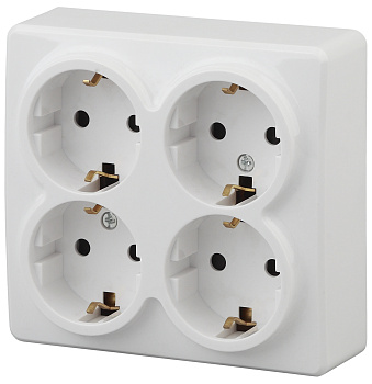 ЭРА 11-2211-01 Эксперт Белый Розетка 4-ая с/з со шт ОУ