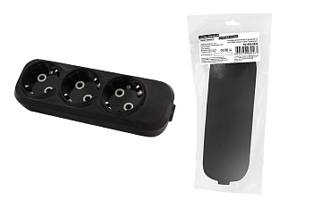 TDM Колодка розеточная 3 гнезда 2П+3 16А 250В черная серии "Народная" SQ1806-0426