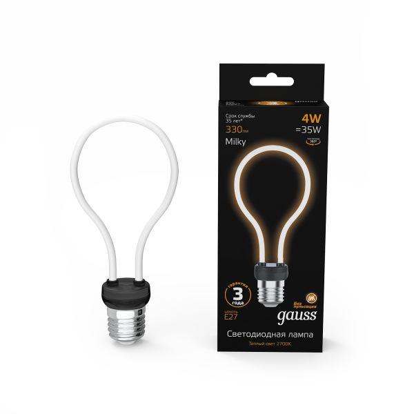 Купить Gauss Лампа Filament Artline А72 4W 330lm 2700К Е27 milky LED 1004802104