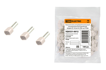 TDM Наконечник штыревой втулочный изолированный (двойной) НШвИ (2) 10,0х14 (100 шт) SQ0521-0012