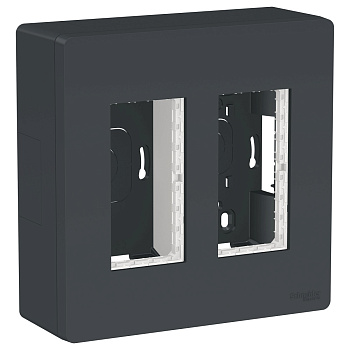 SE Unica System+ Антрацит Блок открытой установки 2х2 NU122454