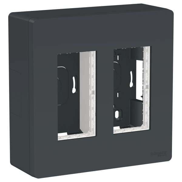SE Unica System+ Антрацит Блок открытой установки 2х2 NU122454