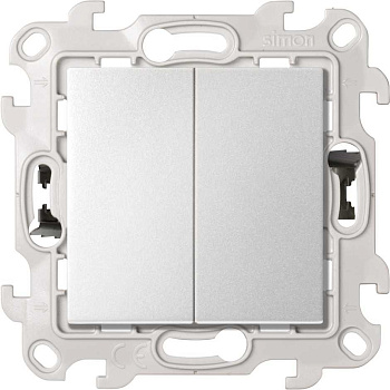 Simon 24 Алюминий Двухклавишный выключатель 10AX 250В~ с системой Push&Go 2420398-033