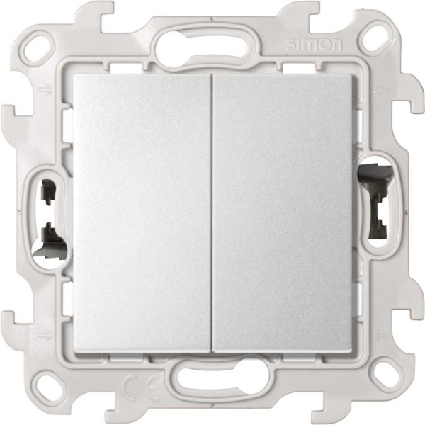 Simon 24 Алюминий Двухклавишный выключатель 10AX 250В~ с системой Push&Go 2420398-033