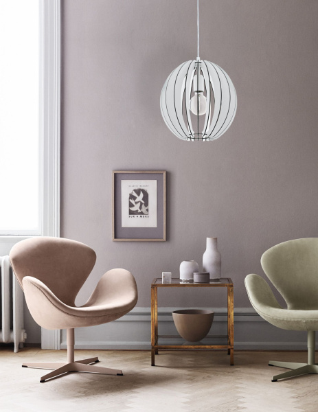 Купить Eglo 94438 Подвес COSSANO, 1х60W (E27), Ø300, сталь/ дерево, белый
