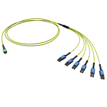 DKC Оптическая разветвительная сборка 12ОВ 9/125 OS2, 1xMTP PRO(12)/6хLC-UPC Duplex Uniboot, тип полярности - прямая (Tx-->Rx), 2м(предустановленная к