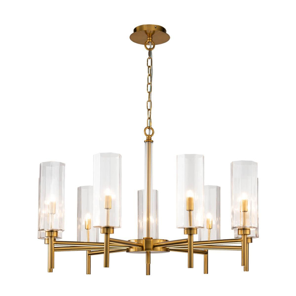 Favourite 2648-9P подвесная люстра Каркас цвета латунь, плафоны из прозрачного стекла