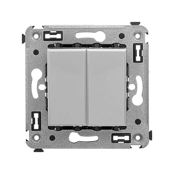 DKC Инвертор двухклавишный в стену, "Avanti", "Закаленная сталь"