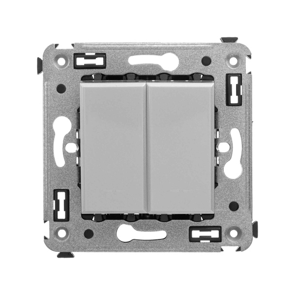 DKC Инвертор двухклавишный в стену, "Avanti", "Закаленная сталь"