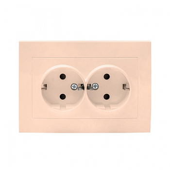 EKF PROxima Валенсия розетка 2-местная с/з 16А кремовая с защ. штор.