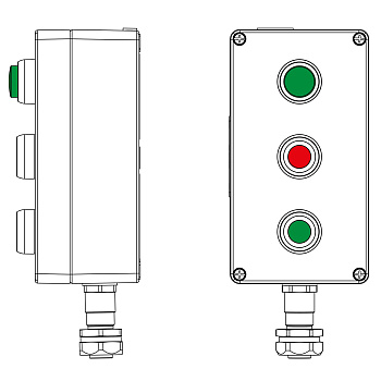 DKC CPE-A-14-(1xLG(250)-1xP1R(11)-1xP1G(11))-1xKAEPM2MHK-20(B)1Ex d e IIC Т5Gb / Ex tb IIIC T95°C Db IP66Un=400 В, In=16 АВзрывозащищенный пост управл