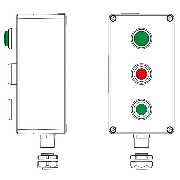 DKC CPE-A-14-(1xLG(250)-1xP1R(11)-1xP1G(11))-1xKAEPM2MHK-20(B)1Ex d e IIC Т5Gb / Ex tb IIIC T95°C Db IP66Un=400 В, In=16 АВзрывозащищенный пост управл