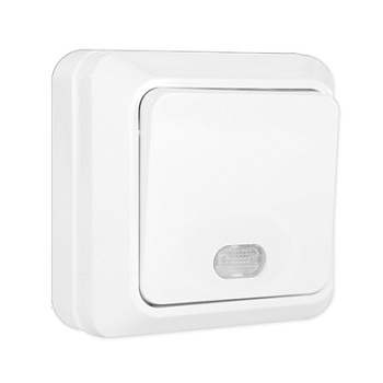 UNIVersal "Олимп" Выключатель Бел 1 кл. с подсветкой б О0121