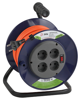 ЭРА RPx-4s-2x1.0-40m Удлинитель силовой на пластиковой катушке б/з 4 гн 40м ПВС 2х1