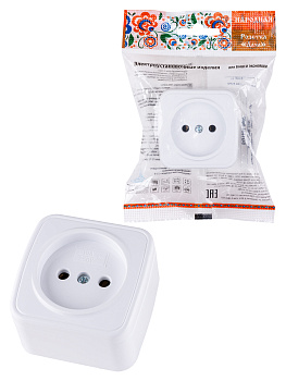 TDM Розетка 2П открытой установки IP20 10А, белая "Дача" Народная SQ1824-0007