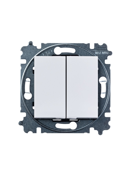 Купить ABB EPJ Levit белый / дымчатый чёрный Переключатель 2-клавишный 2CHH595245A6062