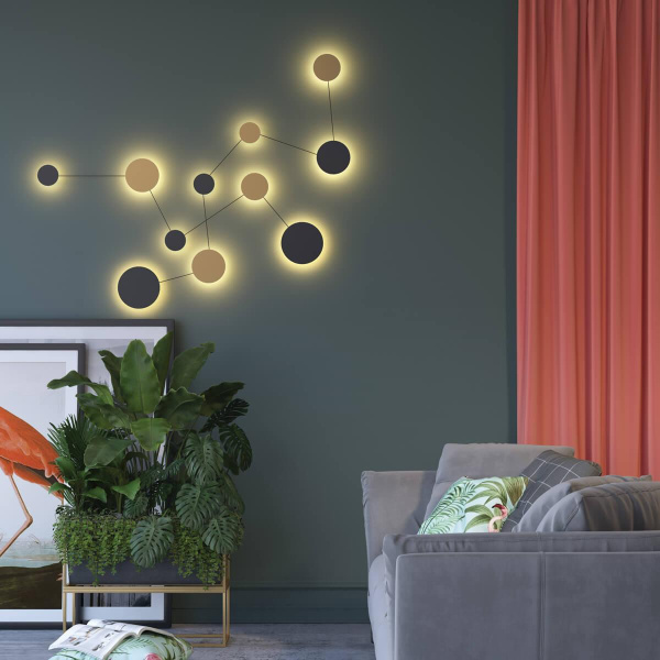 Купить Odeon Light 4211/38WL ODL20 229 черный/золотистый/металл Настенный светильник LED 38W длина провода 1,7м GALAXY