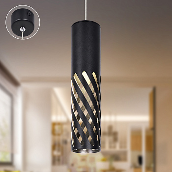 ЭРА Светильник подвесной (подвес) PL28 BK MR16 GU10 потолочный цилиндр черный