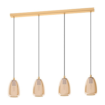 Eglo 98649 Подвес ALOBRASE, 4х40W (E27), L1080, B150, H1100, сталь, латунь брашированный/дымчатое стекло