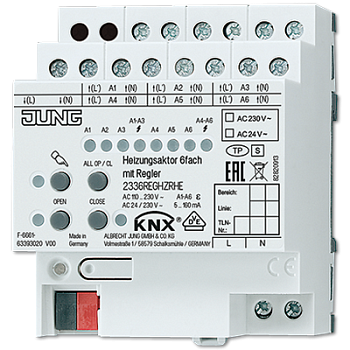 JUNG KNX Регулятор отопления, 6 каналов с регулятором 2336REGHZRHE