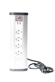 SPL Блок розеточный управляемый (WI-FI), 4х2К+З, 2-USB (45х45), алюминий 400007