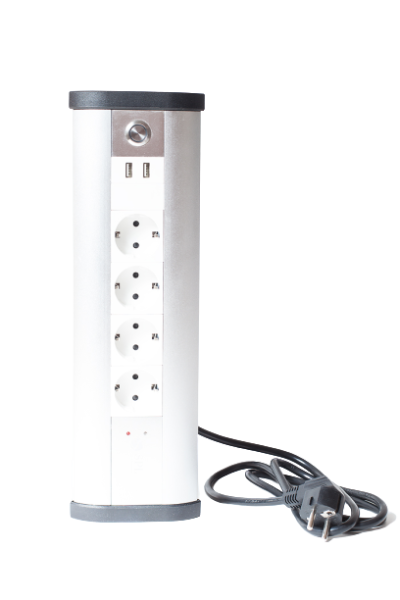 SPL Блок розеточный управляемый (WI-FI), 4х2К+З, 2-USB (45х45), алюминий 400007