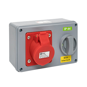 EKF Розетка с блокировкой и выключателем 1414 3Р+РЕ 16А 380В IP44